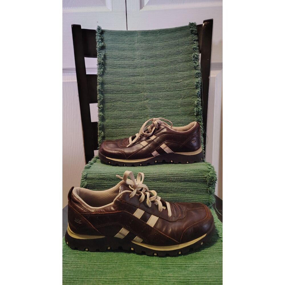 Skechers Men's Brown Leather Comfort Oxford Sneaker Shoes - Size 8.5